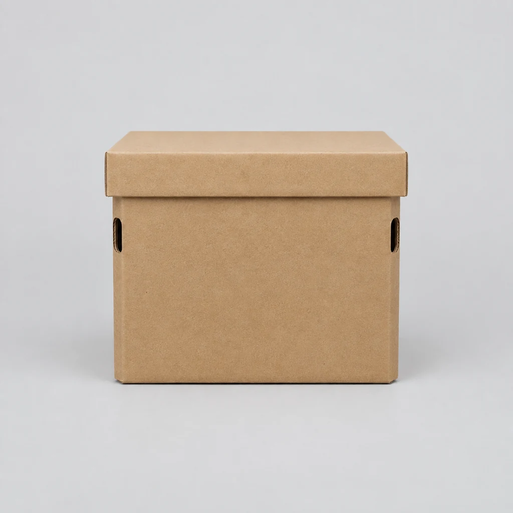 Kraft cardboard archive box with removable lid