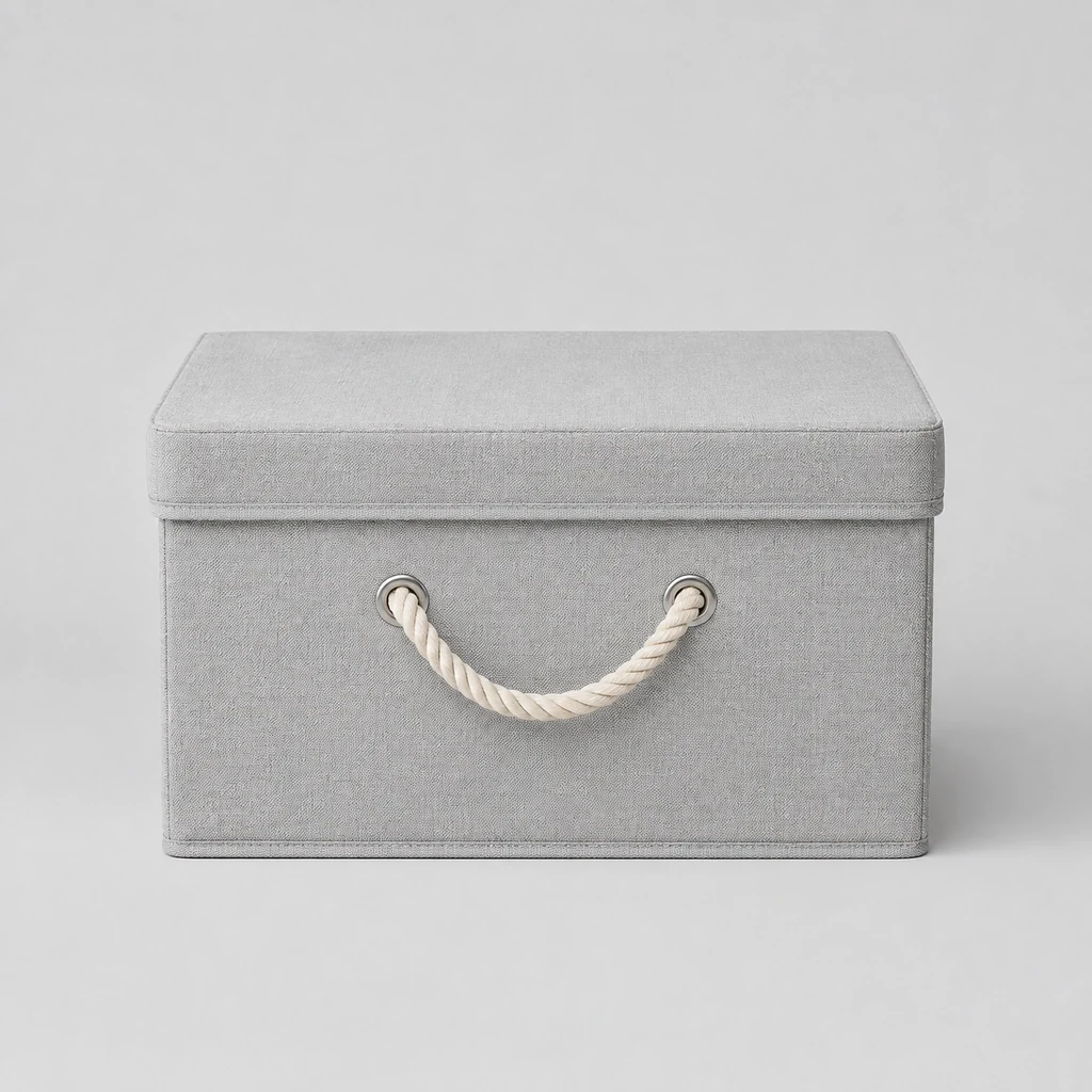 Structured canvas wardrobe storage box with lid