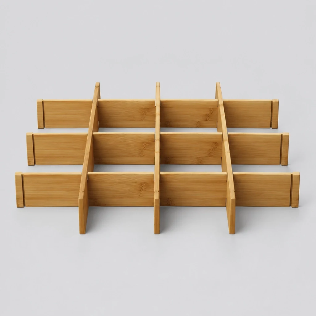 Set of adjustable bamboo drawer dividers
