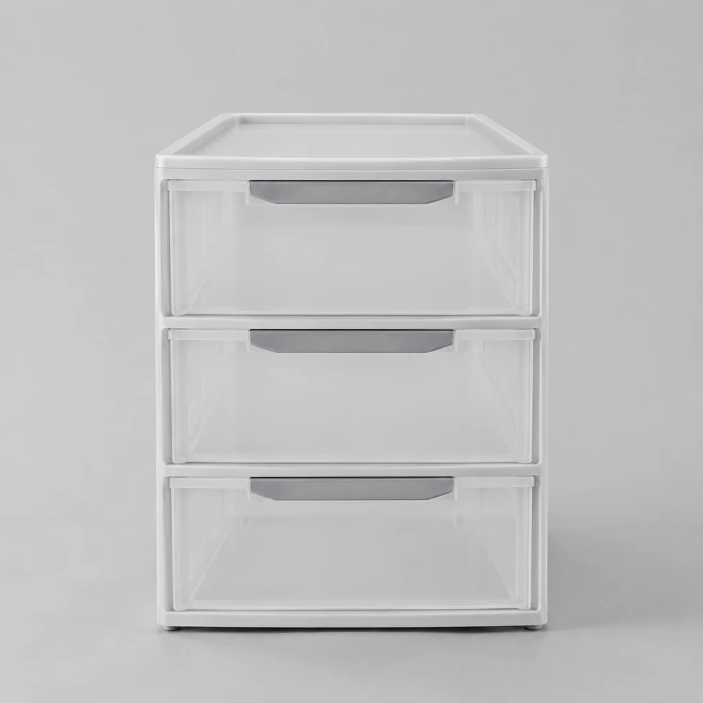 Three-tier stackable plastic drawer unit