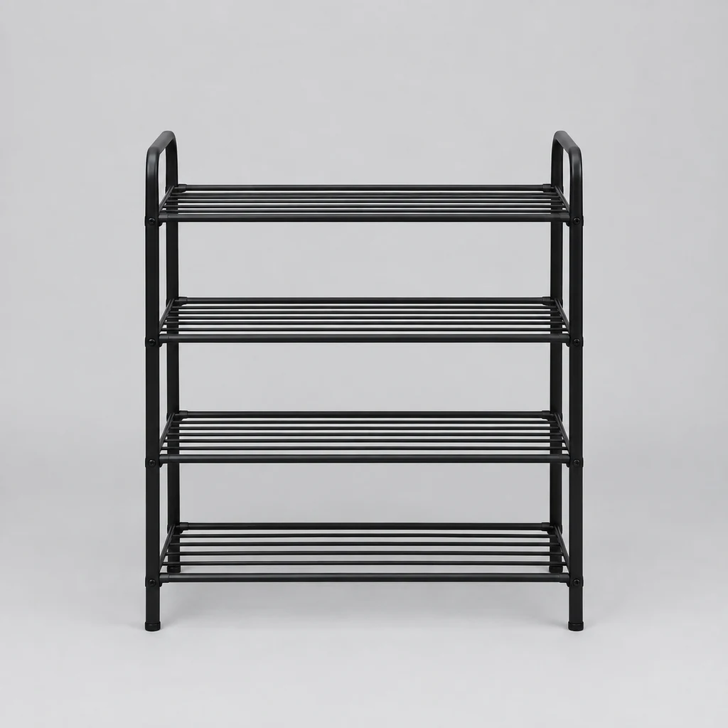 Four-tier slim metal shoe rack